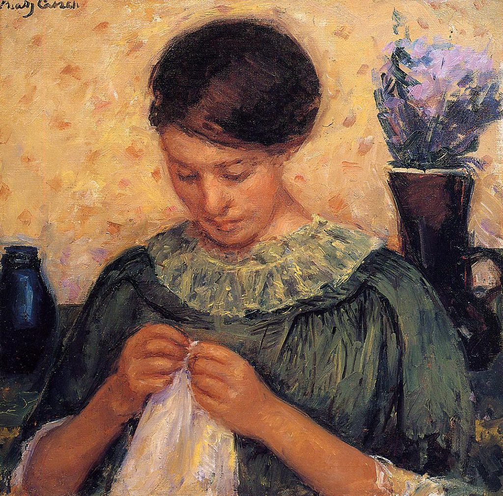 Woman Sewing in Detail Mary Cassatt